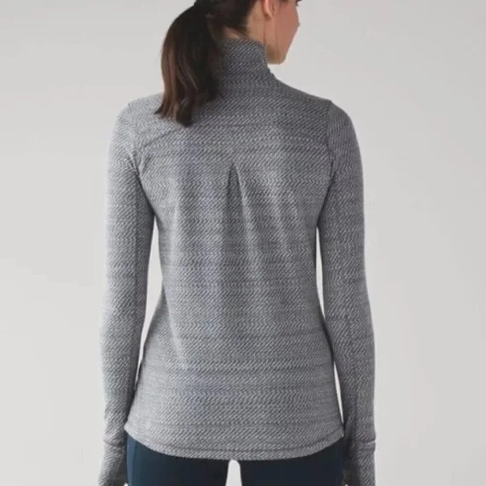 Lululemon Outrun 1/2 Zip Hazy Heather Heathered White Heathered Black | …